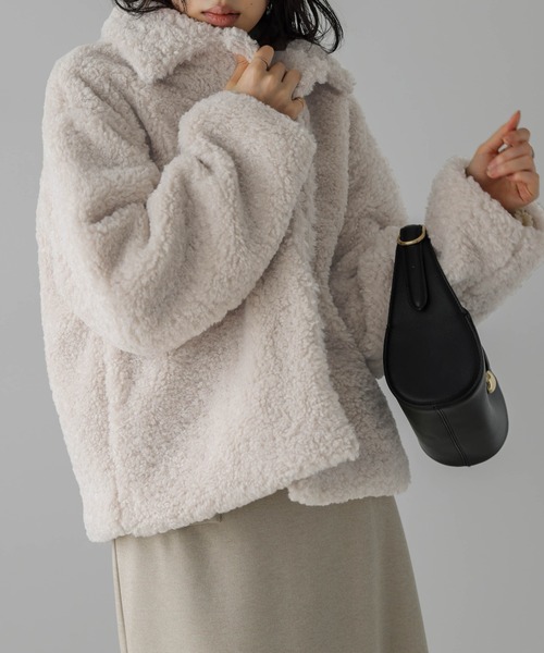 La-gemme（ラジェム）の「ボアジャケット（ブルゾン・レディース・ブラック/グレー/ベージュ/ブラウン・フリー）」の15枚目の写真