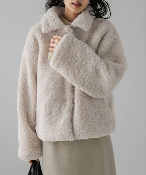 La-gemme（ラジェム）の「ボアジャケット（ブルゾン・レディース・ブラック/グレー/ベージュ/ブラウン・フリー）」の16枚目の写真