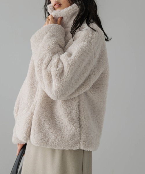 La-gemme（ラジェム）の「ボアジャケット（ブルゾン・レディース・ブラック/グレー/ベージュ/ブラウン・フリー）」の17枚目の写真