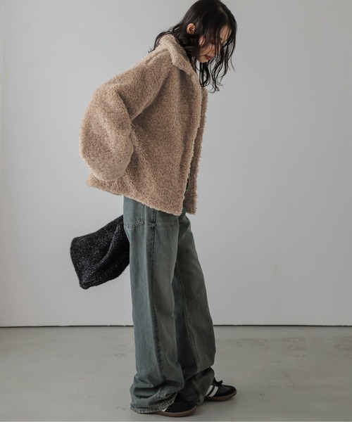 La-gemme（ラジェム）の「ボアジャケット（ブルゾン・レディース・ブラック/グレー/ベージュ/ブラウン・フリー）」の21枚目の写真