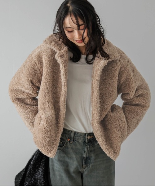 La-gemme（ラジェム）の「ボアジャケット（ブルゾン・レディース・ブラック/グレー/ベージュ/ブラウン・フリー）」の22枚目の写真