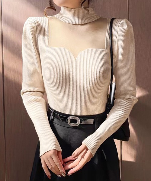 Miniministore(ミニミニストア)の「ニットトップス プチハイネックレディース(ニット/セーター・レディース・ブラック/ベージュ/ホワイト/アイボリー・FREE)」の4枚目の写真