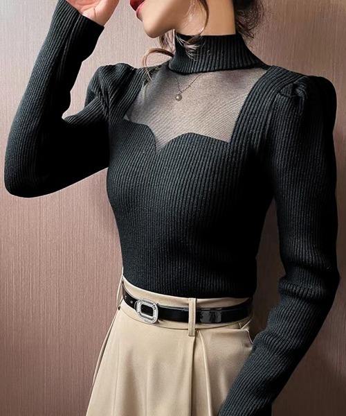 Miniministore(ミニミニストア)の「ニットトップス プチハイネックレディース(ニット/セーター・レディース・ブラック/ベージュ/ホワイト/アイボリー・FREE)」の13枚目の写真