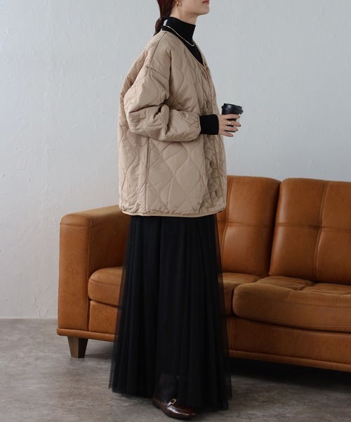 セール】ウェーブキルトノーカラージャケット（ノーカラージャケット