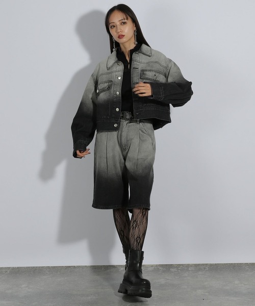 HARE（ハレ）の「グラデーションデニムハーフパンツ(HARE)（デニムパンツ・レディース・グレー/パープル・FREE）」の5枚目の写真