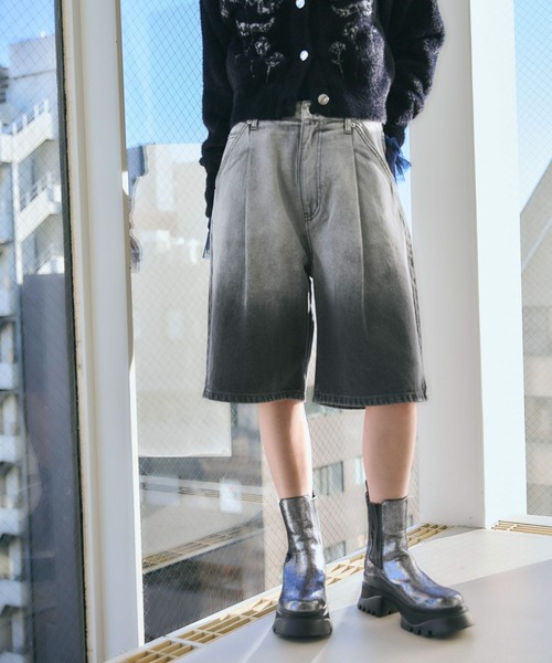 HARE（ハレ）の「グラデーションデニムハーフパンツ(HARE)（デニムパンツ・レディース・グレー/パープル・FREE）」の10枚目の写真