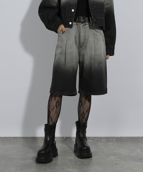 HARE（ハレ）の「グラデーションデニムハーフパンツ(HARE)（デニムパンツ・レディース・グレー/パープル・FREE）」の11枚目の写真