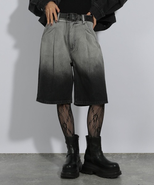 HARE（ハレ）の「グラデーションデニムハーフパンツ(HARE)（デニムパンツ・レディース・グレー/パープル・FREE）」の13枚目の写真