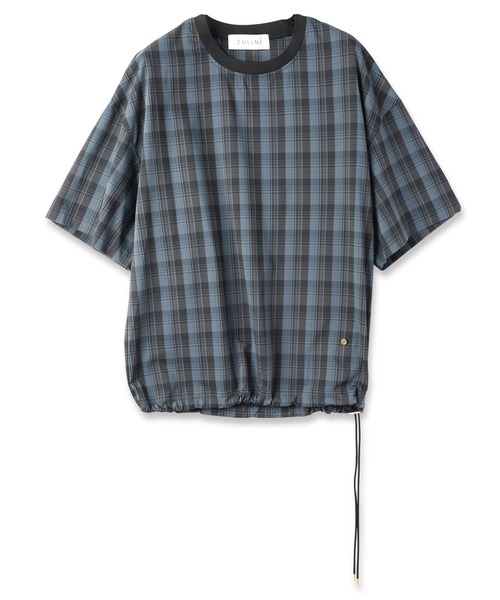 クルニ　CULLNI hooded pullover サイズ2 セール】Sheer Check Cloth Drawstring Pullover（Tシャツ