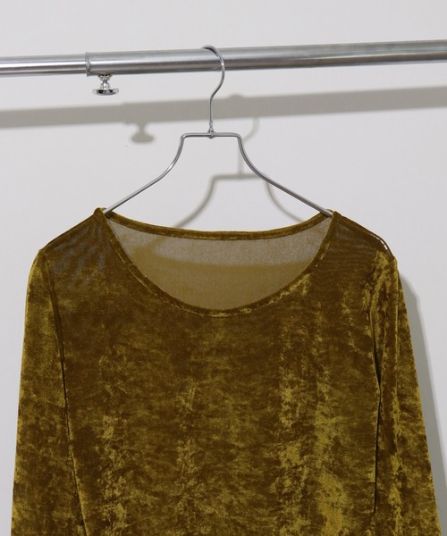 NOGLE（ノグル）の「【NOGLE/ノグル】シアーベロアプルオーバー（Tシャツ/カットソー・レディース・グレー/ブルー/アイボリー/ブラック/ブラウン/オリーブ・FREE）」の12枚目の写真