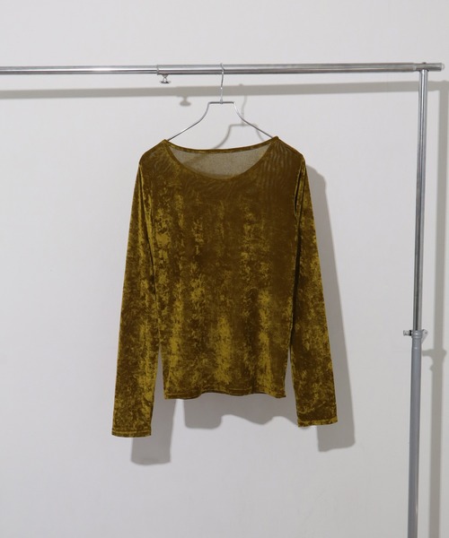 NOGLE（ノグル）の「【NOGLE/ノグル】シアーベロアプルオーバー（Tシャツ/カットソー・レディース・グレー/ブルー/アイボリー/ブラック/ブラウン/オリーブ・FREE）」の11枚目の写真