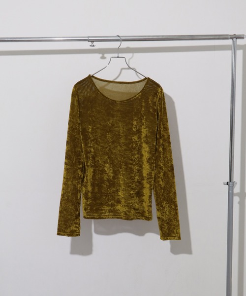 NOGLE（ノグル）の「【NOGLE/ノグル】シアーベロアプルオーバー（Tシャツ/カットソー・レディース・グレー/ブルー/アイボリー/ブラック/ブラウン/オリーブ・FREE）」の16枚目の写真