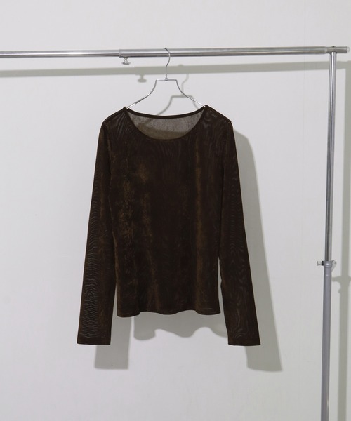 NOGLE（ノグル）の「【NOGLE/ノグル】シアーベロアプルオーバー（Tシャツ/カットソー・レディース・グレー/ブルー/アイボリー/ブラック/ブラウン/オリーブ・FREE）」の17枚目の写真