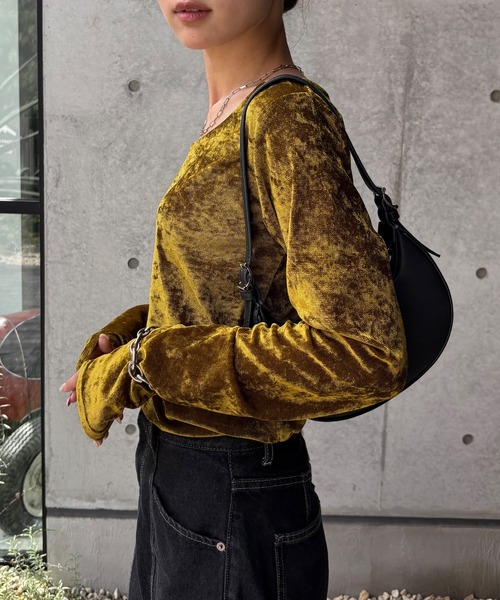 NOGLE（ノグル）の「【NOGLE/ノグル】シアーベロアプルオーバー（Tシャツ/カットソー・レディース・グレー/ブルー/アイボリー/ブラック/ブラウン/オリーブ・FREE）」の21枚目の写真