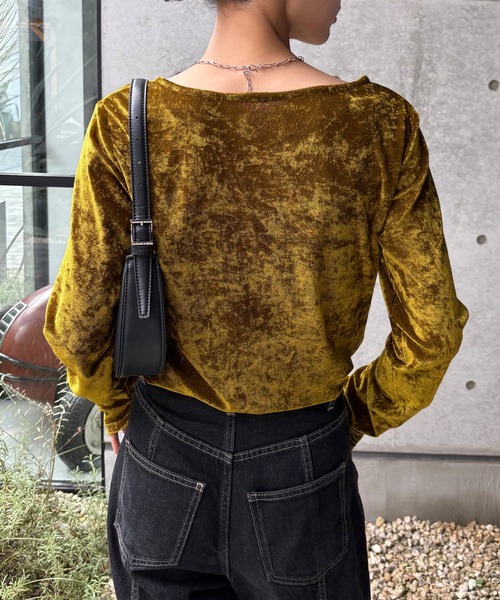 NOGLE（ノグル）の「【NOGLE/ノグル】シアーベロアプルオーバー（Tシャツ/カットソー・レディース・グレー/ブルー/アイボリー/ブラック/ブラウン/オリーブ・FREE）」の20枚目の写真