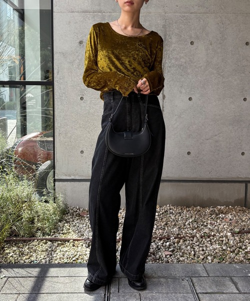 NOGLE（ノグル）の「【NOGLE/ノグル】シアーベロアプルオーバー（Tシャツ/カットソー・レディース・グレー/ブルー/アイボリー/ブラック/ブラウン/オリーブ・FREE）」の18枚目の写真