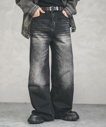 Wide straight vintage washed denim pants / ワイドストレートヴィンテージウォッシュデニムパンツ