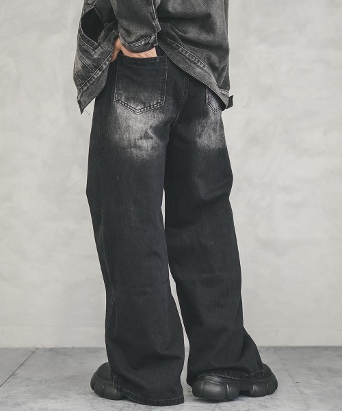Shoowtime（ショウタイム）の「Wide straight vintage washed denim pants / ワイドストレートヴィンテージウォッシュデニムパンツ（デニムパンツ・メンズ・ブラック/ブルー/ネイビー/ライトブルー・X-LARGE/LARGE/MEDIUM/SMALL）」の12枚目の写真