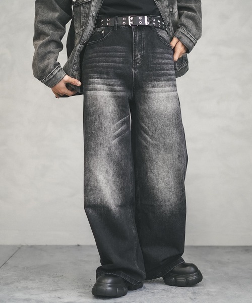 Shoowtime（ショウタイム）の「Wide straight vintage washed denim pants / ワイドストレートヴィンテージウォッシュデニムパンツ（デニムパンツ・メンズ・ブラック/ブルー/ネイビー/ライトブルー・X-LARGE/LARGE/MEDIUM/SMALL）」の8枚目の写真
