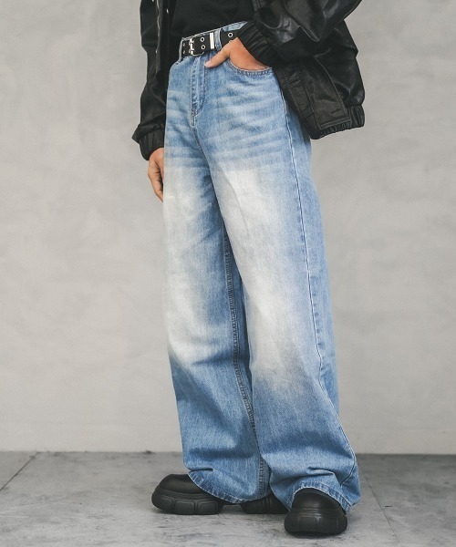 Shoowtime（ショウタイム）の「Wide straight vintage washed denim pants / ワイドストレートヴィンテージウォッシュデニムパンツ（デニムパンツ・メンズ・ブラック/ブルー/ネイビー/ライトブルー・X-LARGE/LARGE/MEDIUM/SMALL）」の16枚目の写真