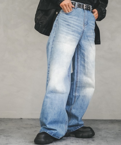 Shoowtime（ショウタイム）の「Wide straight vintage washed denim pants / ワイドストレートヴィンテージウォッシュデニムパンツ（デニムパンツ・メンズ・ブラック/ブルー/ネイビー/ライトブルー・X-LARGE/LARGE/MEDIUM/SMALL）」の17枚目の写真