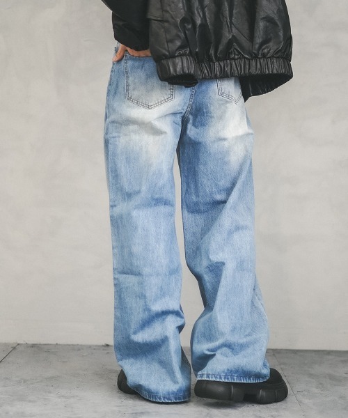 Shoowtime（ショウタイム）の「Wide straight vintage washed denim pants / ワイドストレートヴィンテージウォッシュデニムパンツ（デニムパンツ・メンズ・ブラック/ブルー/ネイビー/ライトブルー・X-LARGE/LARGE/MEDIUM/SMALL）」の19枚目の写真