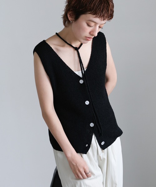 セール】ループタイVネックニットベスト（ベスト）｜select MOCA
