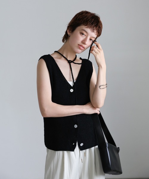 セール】ループタイVネックニットベスト（ベスト）｜select MOCA