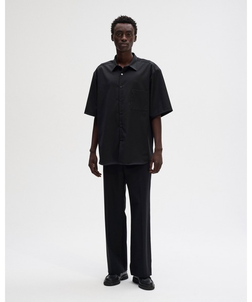 ソフネット sophnet スラックスパンツ ブラック 黒 サマーウール SUMMER MERINO WOOL STRAIGHT FIT SLACKS（スラックス