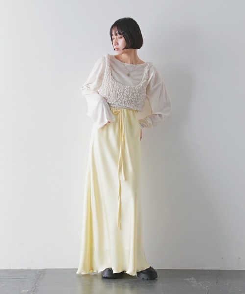 PURE BRIGHT（ピュアブライト）の「シャーリングデザインビスチェ（その他トップス・レディース・ブラック/アイボリー・FREE）」の4枚目の写真