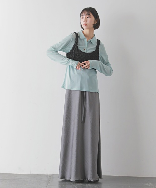 PURE BRIGHT（ピュアブライト）の「シャーリングデザインビスチェ（その他トップス・レディース・ブラック/アイボリー・FREE）」の8枚目の写真