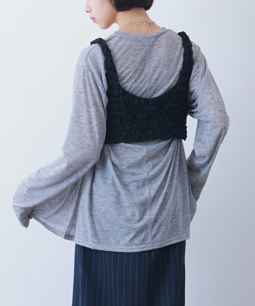 PURE BRIGHT（ピュアブライト）の「シャーリングデザインビスチェ（その他トップス・レディース・ブラック/アイボリー・FREE）」の10枚目の写真