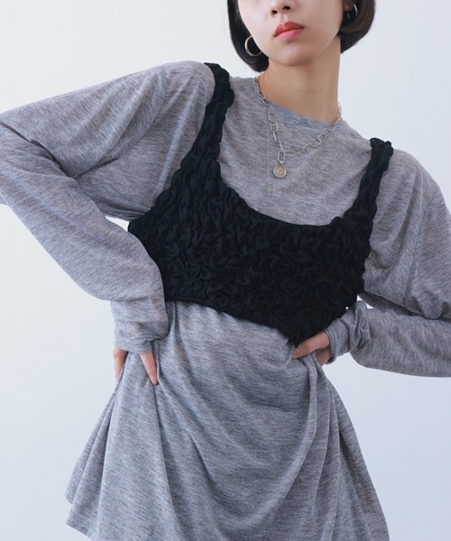 PURE BRIGHT（ピュアブライト）の「シャーリングデザインビスチェ（その他トップス・レディース・ブラック/アイボリー・FREE）」の17枚目の写真