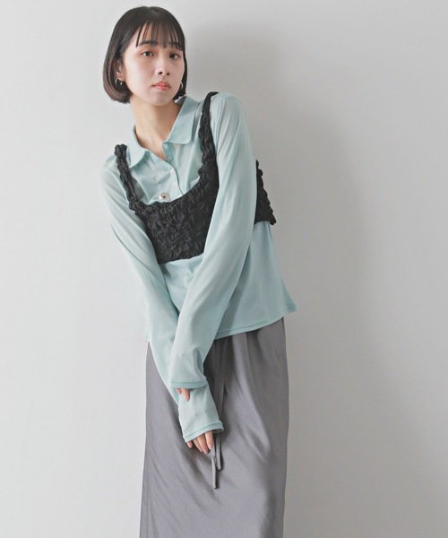 PURE BRIGHT（ピュアブライト）の「シャーリングデザインビスチェ（その他トップス・レディース・ブラック/アイボリー・FREE）」の15枚目の写真