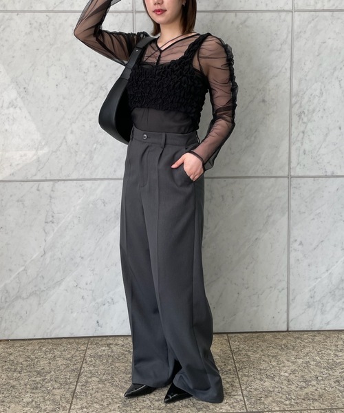 PURE BRIGHT（ピュアブライト）の「シャーリングデザインビスチェ（その他トップス・レディース・ブラック/アイボリー・FREE）」の20枚目の写真