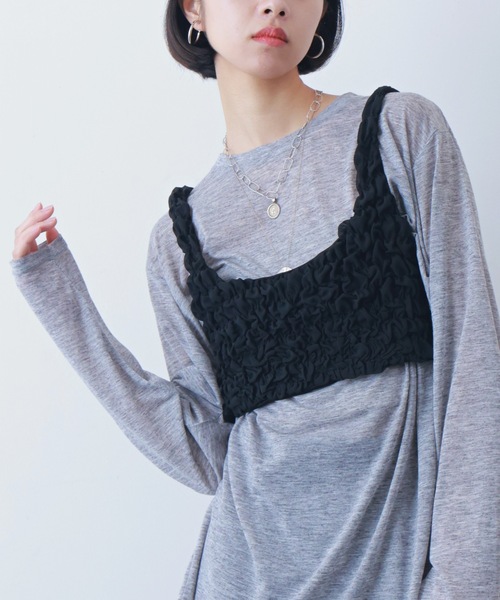 PURE BRIGHT（ピュアブライト）の「シャーリングデザインビスチェ（その他トップス・レディース・ブラック/アイボリー・FREE）」の16枚目の写真