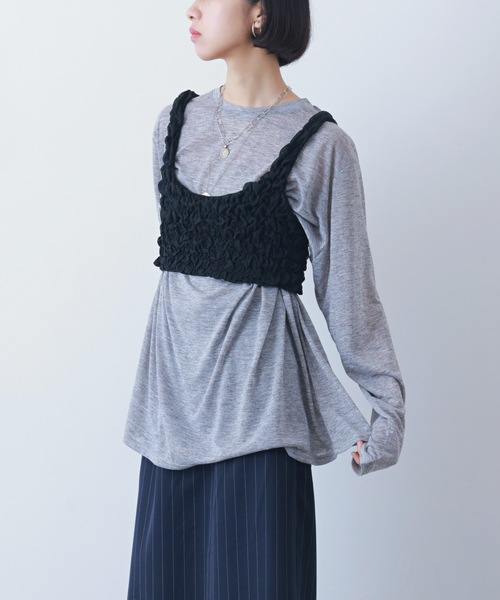 PURE BRIGHT（ピュアブライト）の「シャーリングデザインビスチェ（その他トップス・レディース・ブラック/アイボリー・FREE）」の22枚目の写真