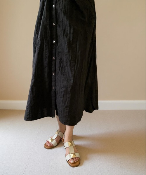 ALL BLACK(オールブラック)の「【本革/軽量/185g】スクエアバックルストラップサンダル(サンダル・レディース・ブラック/アイボリー・38/37/36/35/39)」の12枚目の写真
