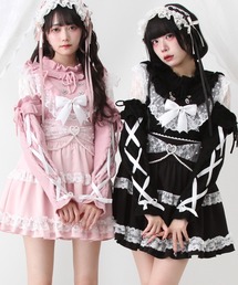 DearMyLove | 袖レースアップフリルハートビジューニット(ニット/セーター)