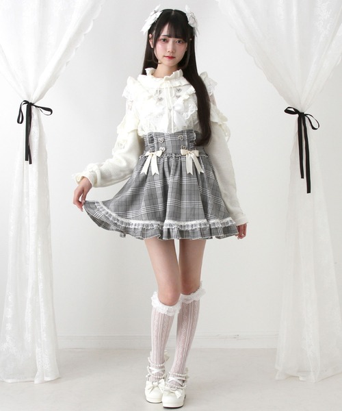 DearMyLove（ディアマイラブ）の「袖レースアップフリルハートビジューニット（ニット/セーター・レディース・ホワイト/ブラック/ベビーピンク・M-L/LL～3L）」の12枚目の写真