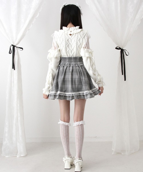 DearMyLove（ディアマイラブ）の「袖レースアップフリルハートビジューニット（ニット/セーター・レディース・ホワイト/ブラック/ベビーピンク・M-L/LL～3L）」の13枚目の写真