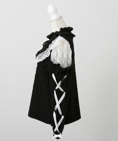 DearMyLove（ディアマイラブ）の「袖レースアップフリルハートビジューニット（ニット/セーター・レディース・ホワイト/ブラック/ベビーピンク・M-L/LL～3L）」の22枚目の写真