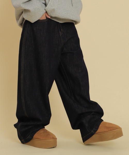 WOND(ウォンド)の「WOND/バックポケットロゴバギーデニム(デニムパンツ・レディース・ブラック/ライトインディゴブルー/インディゴブルー・SMALL/MEDIUM)」の6枚目の写真