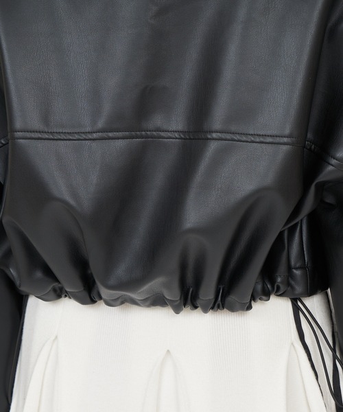 ROYAL PARTY（ロイヤルパーティー）の「オーバー合皮ショートジャケット（その他アウター・レディース・ブラック/オフホワイト・FREE）」の18枚目の写真
