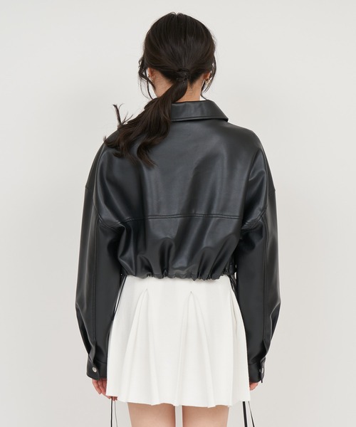 ROYAL PARTY（ロイヤルパーティー）の「オーバー合皮ショートジャケット（その他アウター・レディース・ブラック/オフホワイト・FREE）」の16枚目の写真