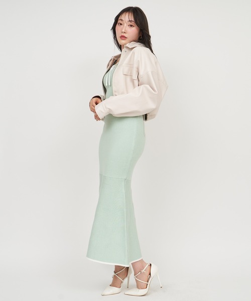 ROYAL PARTY（ロイヤルパーティー）の「オーバー合皮ショートジャケット（その他アウター・レディース・ブラック/オフホワイト・FREE）」の10枚目の写真