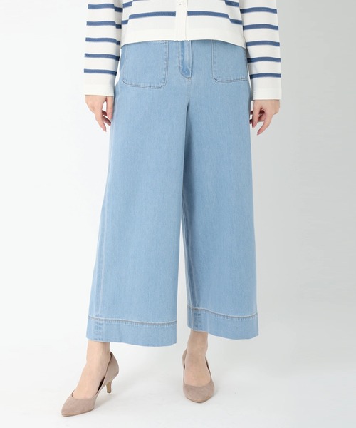 パッチポケットワイドデニムパンツ ロングパンツ（その他パンツ