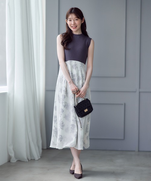 12Twelve Agenda(トゥエルブ アジェンダ)の「花柄ドッキングニットワンピース×カーディガンセット(ワンピース・レディース・ブラック/オフホワイト・M)」の14枚目の写真