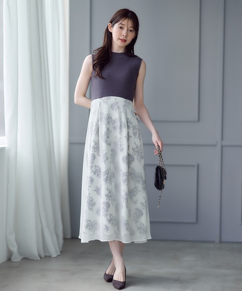 12Twelve Agenda(トゥエルブ アジェンダ)の「花柄ドッキングニットワンピース×カーディガンセット(ワンピース・レディース・ブラック/オフホワイト・M)」の12枚目の写真