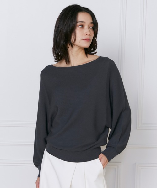 INED（イネド）の「ホールガーメント ドルマンスリーブニット《Cuoo》（ニット/セーター・レディース・ピンク/ブルー/チャコールグレー/オフホワイト・9号/7号）」の3枚目の写真